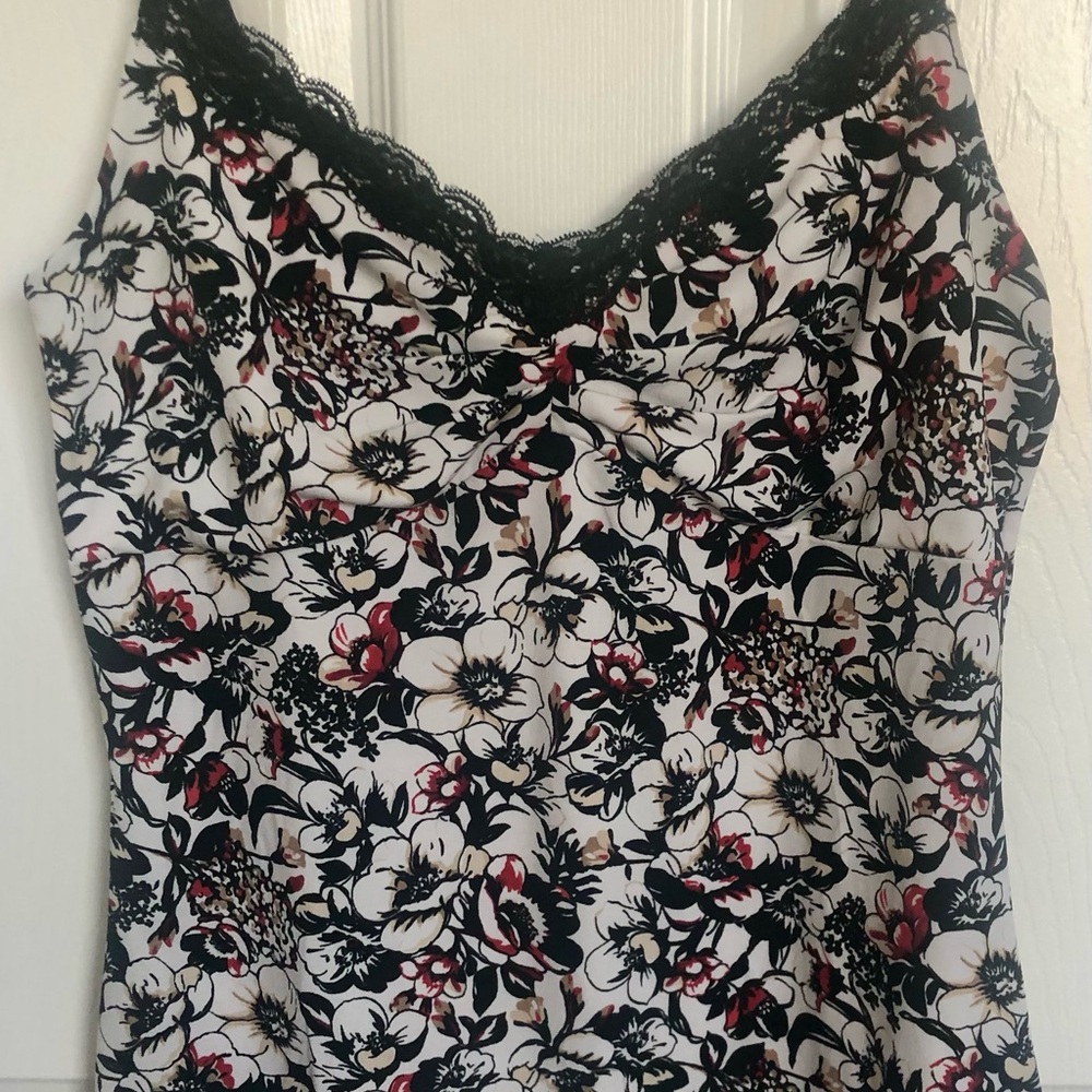 White House Black Market Floral Camisole - Black, White, Red